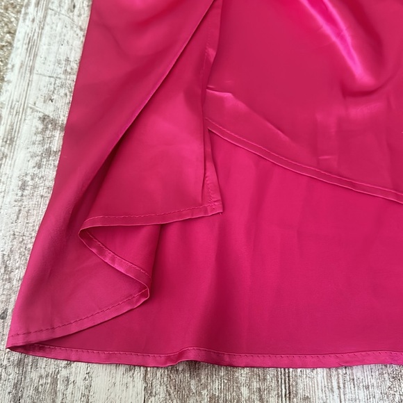 NWOT Shein Hot Pink Satin Midi Skirt - Picture 8 of 9